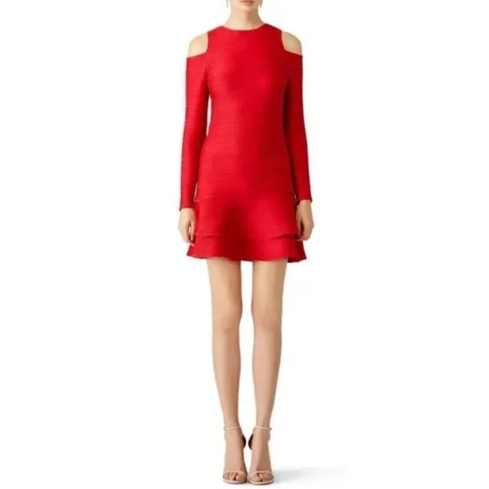 Shoshanna Cold Shoulder Long Sleeve Dress